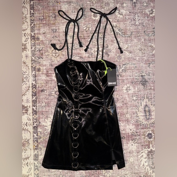 Dolls Kill Darker Wavs Black Ambient O-Ring Mini Dress - Picture 1 of 6